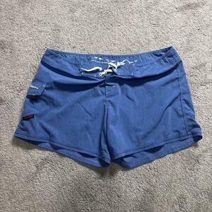 Maui Rippers Board Shorts Womens 16 Blue Drawstring Cargo Pocket Solid
